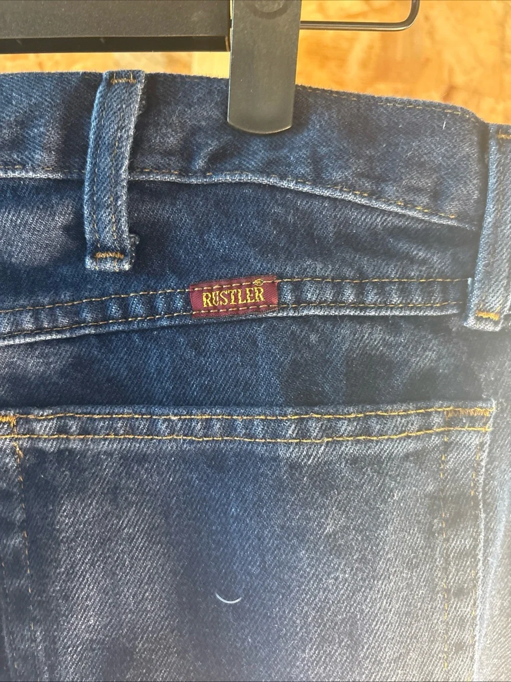 Rustler Men's Dark Blue Denim Jeans - Classic Straight Fit 38x32